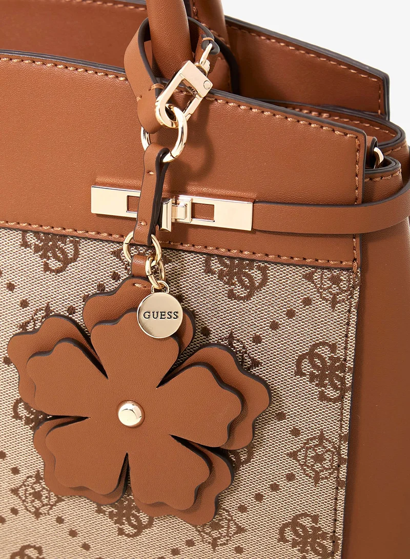Guess Latte Logo Melinda Triple Compartment Satchel Bag for Women | Best Price UAE